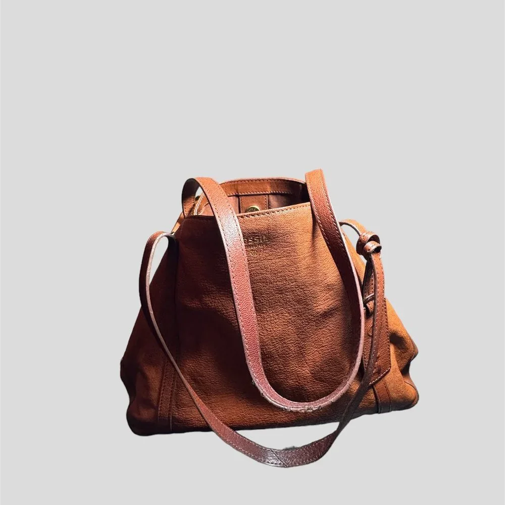 Fossil tan  gwen expandable leather tote bag